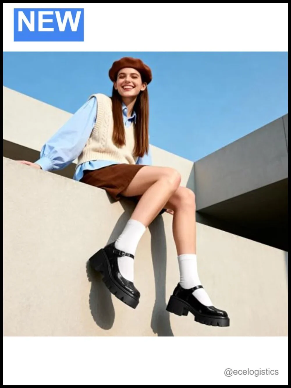 Chunky Platform Mary Jane Pumps with Ankle Strap - Faux Leather